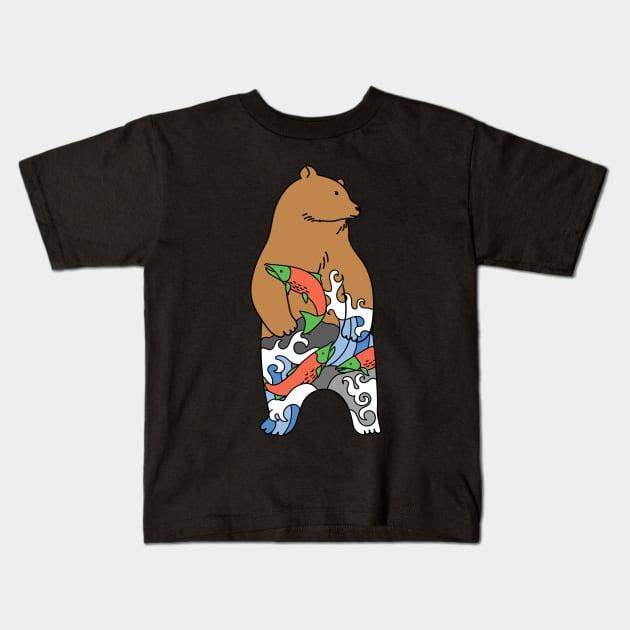 Grizzly Bear Kids T-Shirt by natelledrawsstuff